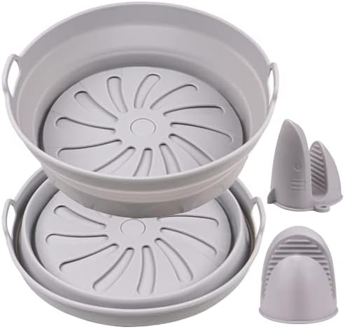 MARUKO Silicone Air Fryer Liner, 8 Inch round Air Fryer Silicone, Air Fryer Liners Reusable,Accessoires en Silicone pour Friteuse Airfryer Panier Friteuse Réutilisable,with Heat Resistant Mitts (Grey) Avis, Fiche Technique et Prix au Maroc