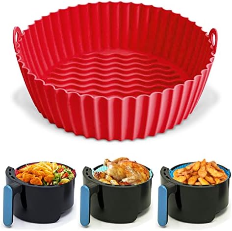 Panier Friteuse en Silicone,21 cm Pot en Silicone pour Friteuse à Air,Accessoire Air Fryer Pot Réutilisable,Air Doublure de Four à Friteuse pour Airfryer,Micro-Ondes,Le Moule à Gâteau (C) Avis, Fiche Technique et Prix au Maroc