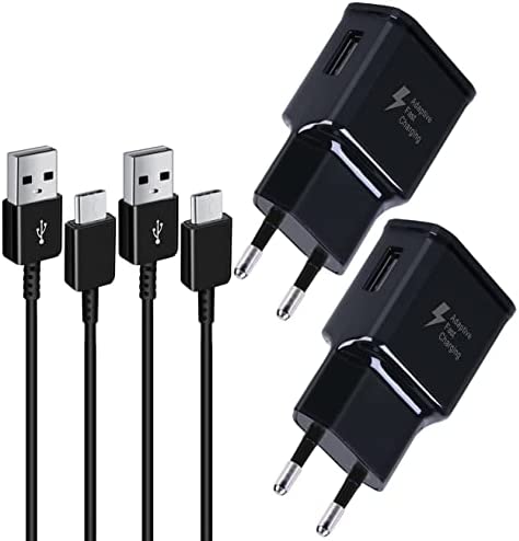 2 Pack Chargeur + Câble Type c 150cm Compatible avec Samsung Galaxy S20, S10, S10 Plus, S10e, S9, S9 Plus, S8, S8 Puls, Note10, Note9, DBZYLN AFC Chargeur Rapide - Noir Fiche Technique et Prix au Maroc