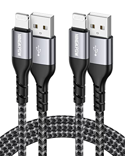 NINGKPOW Cable iPhone Chargeur iPhone [2M/Lot de 2] Certifié MFi Câble Lightning Nylon Tressé Fil Lightning Charge Rapide Cordon pour iPhone 14 13 12 11 Pro Max Mini XR XS X 8 7 Plus 6s 6 SE 2020 Gris Fiche Technique et Prix au Maroc