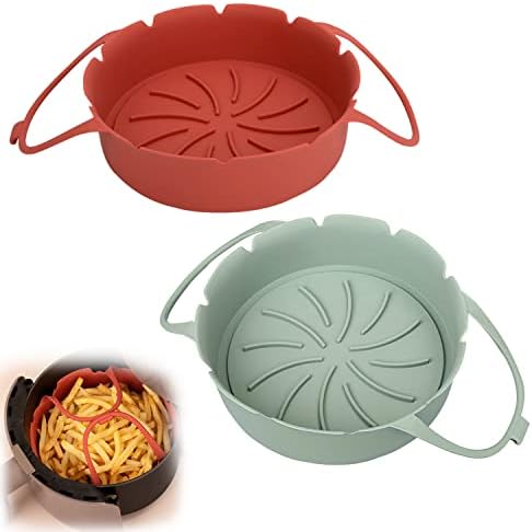 2 Pièces Pot en Silicone pour Friteuse à Air, Panier Friteuse en Silicone avec Poignée, 17cm Revêtements Réutilisables pour Friteuse à Air, Accessoire Air Fryer, pour Airfryer, Micro-Ondes, Fours Avis, Fiche Technique et Prix au Maroc