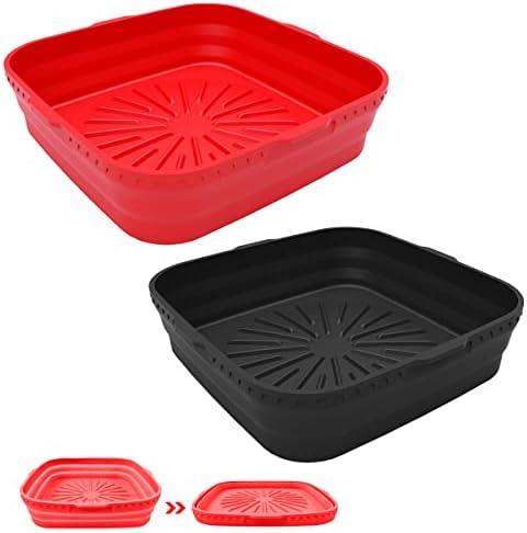 2 Pièces Pot Carré en Silicone Pliable pour Friteuse à Air, Panier Friteuse en Silicone AntiadhéSive, Air Fryer Liner Réutilisable Friteuse Air Fryer Accessoires, pour Friteuse à Air, Micro-Ondes Avis, Fiche Technique et Prix au Maroc