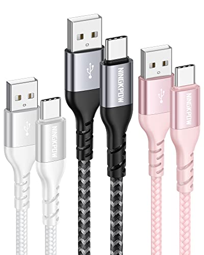 NINGKPOW Câble USB C [2M/Lot de 3] 3.1A Cable Chargeur USB C Nylon Tressé Cable USB Type C Charge Rapide pour Samsung Galaxy S22 S21 S20 S10 S9 A12 A21 A51, Huawei P50 P40, Note 10 9, Google Pixel 7 Fiche Technique et Prix au Maroc