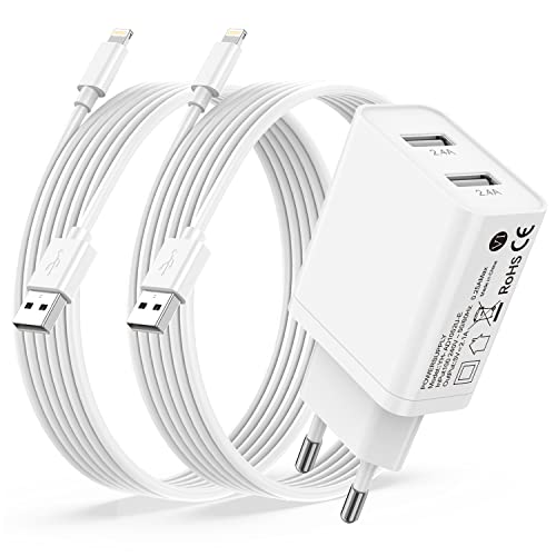 Chargeur iPhone Apple MFi Certified et Cable iPhone 2M 2Pack, 12W 2Port Prise USB Chargeur Rapide iPhone Adaptateur Secteur iPhone avec Cable Lightning pour iPhone 14/13/12/11 Pro/XS/XR/8/7/6s/SE/iPad Fiche Technique et Prix au Maroc