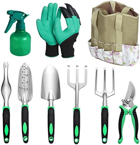 eROOSY 9 PCS Aluminium Outil de Jardinage, D'outils de Jardinage Outils de Jardinage avec Sac de Rangement, Cadeaux pour Les Amateurs de Jardinage Avis, Fiche Technique et Prix au Maroc
