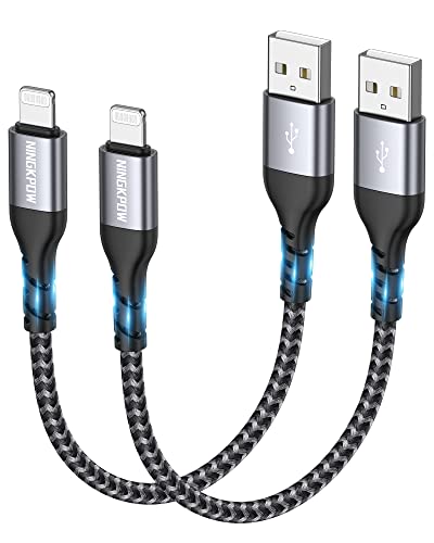 NINGKPOW Cable iPhone Chargeur iPhone Court [50CM/Lot de 2] Certifié MFi Câble Lightning Nylon Fil Lightning Charge Rapide Cordon pour iPhone 14 13 12 11 Pro Max Mini XR XS X 8 7 6 Plus 6s 6 SE-Gris Fiche Technique et Prix au Maroc