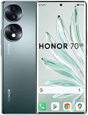 HONOR 70 Telephone Portable, Smartphone 5G 8+256 Go, Écran 6,67" OLED Incurvé 120 Hz, Triple Caméra 54 Mpx, Android 12, Batterie 4800mAh, Supercharge 66 W, Vert Fiche Technique et Prix au Maroc