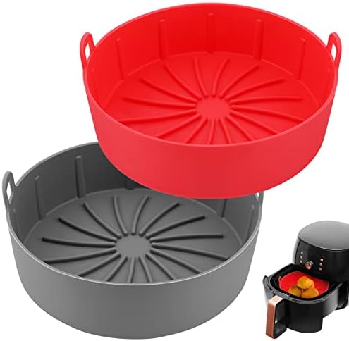 Augot Panier Friteuse en Silicone, 2 Pièces Air Fryer Pot Réutilisable Air Doublure de Four à Friteuse Pot en Silicone Antiadhésif pour Airfryer, Micro-Ondes, Le Cuiseur Vapeur, 7,5 pouces Avis, Fiche Technique et Prix au Maroc