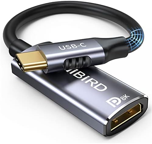 KiwiBird Adaptateur USB-C Thunderbolt 3/4 vers DisplayPort 8K 8K@60Hz 4K@144Hz 5K@60Hz 2K@240Hz Type C vers DP Compatible avec MacBook Air Pro M1 M2, iMac, Mac Mini, XPS, Alienware, Razer Blade Fiche Technique et Prix au Maroc