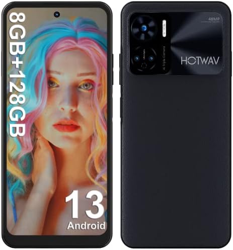 HOTWAV Note 12 Smartphone Pas Cher (2023), Android 13 Telephone Portable 8GB + 128GB (1TB SD) 6180 mAh,6,8 Pouces HD+ 48MP Téléphone, Octa-Core 4G LTE Dual SIM Face ID/GPS/NFC (Black) Fiche Technique et Prix au Maroc