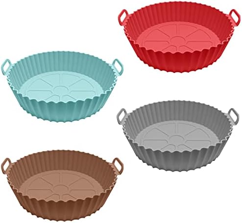 4 Pièces Pot en Silicone pour Friteuse à Air, Grand Panier Friteuse en Silicone, Revêtements Réutilisables pour Friteuse à Air, Accessoire Air Fryer, pour Airfryer, Micro-Ondes, Fours Avis, Fiche Technique et Prix au Maroc