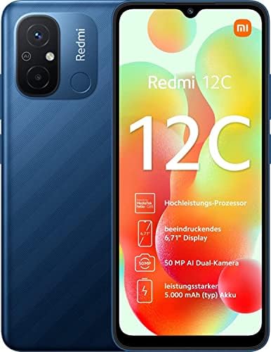 Xiaomi Redmi 12C - Smartphone 4Go RAM 128Go ROM, Ecran AMOLED 6,71 », FHD+, Helio G85, Appareil Photo Professionnel 50MP, 5000mAh, Ocean Blue [Version Globale] Fiche Technique et Prix au Maroc