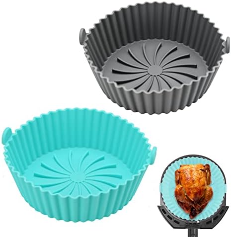 Panier Friteuse en Silicone, 2 Pièces Air Fryer Pot Réutilisable Air Doublure de Four à Friteuse Pot en Silicone Antiadhésif pour Airfryer, Micro-Ondes, Le Moule à Gâteau, Le Cuiseur Vapeur (vert) Avis, Fiche Technique et Prix au Maroc