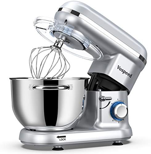 Vospeed Robot Patissier 1500W, 5.5L Gateau Mélangeur Électrique Cuisine Avec Acier Inoxydable Bowl, Batteur, Crochet Pétrisseur, Fouet Pourcuisson, Lave-vaisselle (Argent) Avis, Fiche Technique et Prix au Maroc