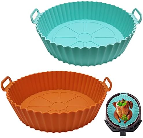 2 pièces Très Large Panier en Silicone Accessoires de Friteuse Nouveau style, Panier en Silicone Réutilisable pour Airfryer,Micro-Ondes, Le Moule à Gâteau, Le Cuiseur Vapeur, etc (Vert + Brun) Avis, Fiche Technique et Prix au Maroc