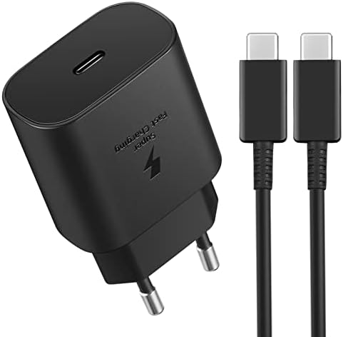 Chargeur Rapide Samsung 25W, IAKTD Chargeur USB C, Prise USB C avec Cable USB C Charge Rapide pour Samsung Galaxy S23 S22 S21 S20 Plus Ultra,Note 20 10 9 Plus Ultra,A54/A53/A52,Z Fold 4/Z Flip 4 (2M) Fiche Technique et Prix au Maroc