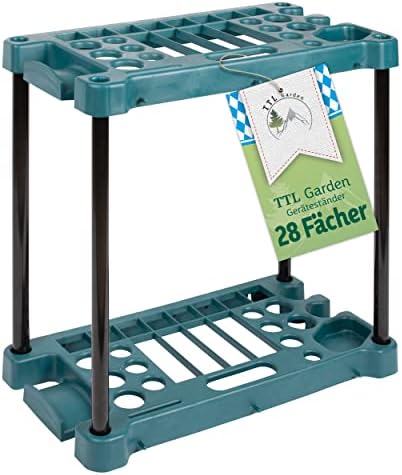 TTL Garden Support rectangulaire pour outils de jardin 61 x 58 x 31 cm Vert – 28 compartiments Support et organiseur pour le rangement de balais, bêches, râteaux et outils de jardin – Pour abri de jardin, abri de jardin et garage Avis, Fiche Technique et Prix au Maroc