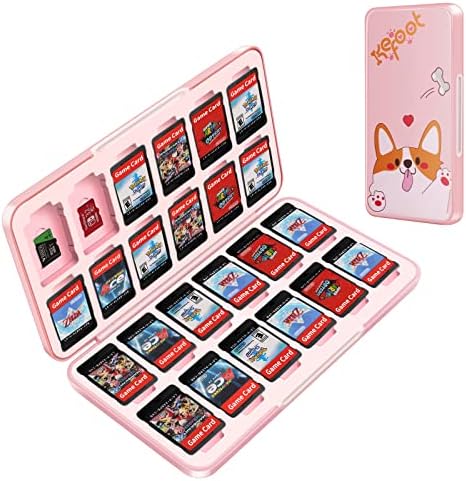 OLDZHU Mignon Rose Boite de Rangement Jeux Switch pour Nintendo Switch,Étui de Rangement pour Carte de Jeu Portable avec 24 emplacements pour Cartes de Jeu et 24 emplacements Our Cartes Micro SD Fiche Technique et Prix au Maroc