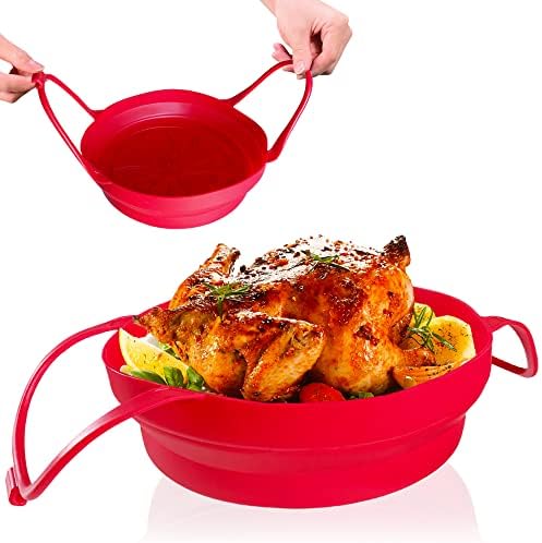 Moule en Silicone pour Friteuse à air Pliable Airfryer - 21x21cm - Pot en Silicone pour Friteuse à air - Récipient Accessoire pour Friteuse à air - Rouge (Rond) Avis, Fiche Technique et Prix au Maroc