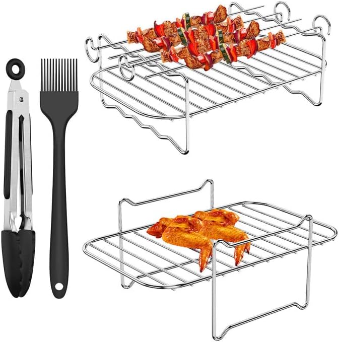 Accessoires de friteuse à air, 4 ensembles de support de friteuse à air compatible avec les accessoires de friteuse à double zone AF300EU/AF400EU en acier inoxydable 304 à double air Avis, Fiche Technique et Prix au Maroc