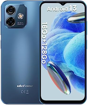 Ulefone Note 16 Pro Android 13 Téléphone Portable Caméra 50MP+8MP, 16Go+128Go/TF-256Go, Écran 6.52" HD+, 8-Core, 4400mAh Smartphone Pas Cher 4G Dual SIM, Face ID/Fingerprint/GPS/5G-WiFi/2Ans Garantie Fiche Technique et Prix au Maroc
