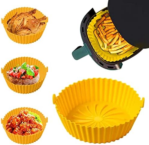 Pot en Silicone pour Friteuse à Air, Accessoire Air Fryer, Pot en Silicone antiadhésif Réutilisable, pour Airfryer, Micro-Ondes, Le Moule à Gâteau, Le Cuiseur Vapeur (20.5cm) (Yellow) Avis, Fiche Technique et Prix au Maroc