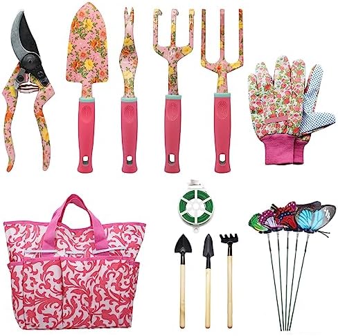 Ensemble Outils Jardinage,12 Pièces Floral Cadeaux D'outils à Main de Jardinage Cadeaux de Jardinage pour Femmes et Hommes, avec Sécateur et Fourre-Tout de Rangement à Très Grande Poignée Avis, Fiche Technique et Prix au Maroc