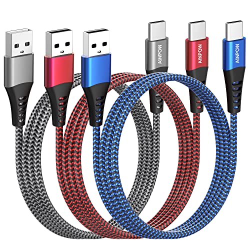 Cable USB C 2M [Lot de 3],AINPOW Câble USB C Charge Rapide Nylon Tressé Cable USB Type C 3A Cable USB A vers USB C Cable Chargeur pour Samsung Galaxy S23/S22/S21 Ultra/S20/S10/S9/S8,Huawei,Sony,Xiaomi Fiche Technique et Prix au Maroc