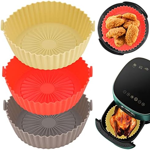 Augot Panier Friteuse en Silicone,3 Pièces Air Fryer Pot Réutilisable Air Doublure de Four à Friteuse Pot en Silicone Antiadhésif pour Airfryer,Micro-Ondes,Le Moule à Gâteau,Le Cuiseur Vapeur,7.8inch Avis, Fiche Technique et Prix au Maroc