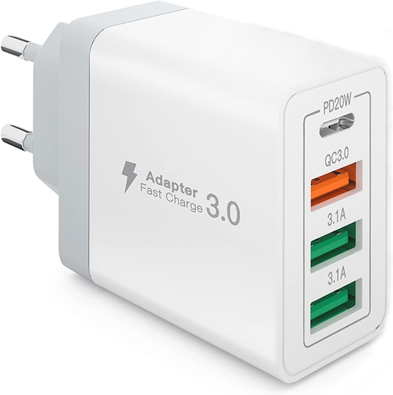 Chargeur USB 35W QC3.0 USB C, Chargeur multiprise USB avec 3 Ports USB et 1 Chargeur Multi-Port PD, Compatible avec iPhone 12/13/14/Samsung S23/S22/S21/Xiaomi/Huawei/OPPO/Tablette Fiche Technique et Prix au Maroc