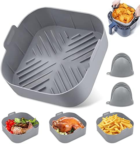 Pot en Silicone pour Friteuse à Air, Air Fryer Silicone Pot Panier with Handle Reusable Air Fryer Liner Heat Resistant Air Fryer Silicone Basket Square, pour Airfryer Micro-Ondes Avis, Fiche Technique et Prix au Maroc