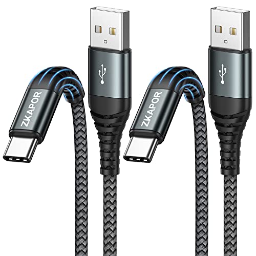 ZKAPOR Câble USB C [2M, Lot de 2], Cable USB C Charge Rapide 3A Nylon Tressé Cable Type C pour Samsung Galaxy S22 /S21 /S20 /S10+ /S10 /S9+ /S9, Huawei P40 /P30 /P20, Google Pixel, Sony Xperia -Gris Fiche Technique et Prix au Maroc