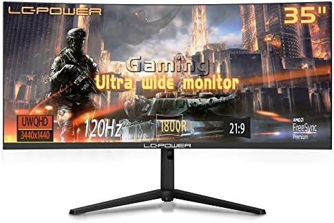 LC-Power Ecran PC Gaming 35 Pouces 120 Hz, Moniteur PC Dalle VA, Incurvé Display 1800R, UWQHD (3440x1440), 4 ms, 99% NTSC, 2X Display Port 1.4 & 2X HDMI 2.0, AMD FreeSync, Noir(LC-M35-UWQHD-120-C) Fiche Technique et Prix au Maroc