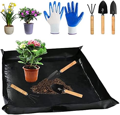 QINERSAW Tapis de Jardinage Pliable 100x100cm Tapis de Jardinage Imperméable Tapis de Rempotage Noir Outils Jardinage Succulentes Imperméable Tapis de Plante Tapis de Rempotage de Plantes Avis, Fiche Technique et Prix au Maroc