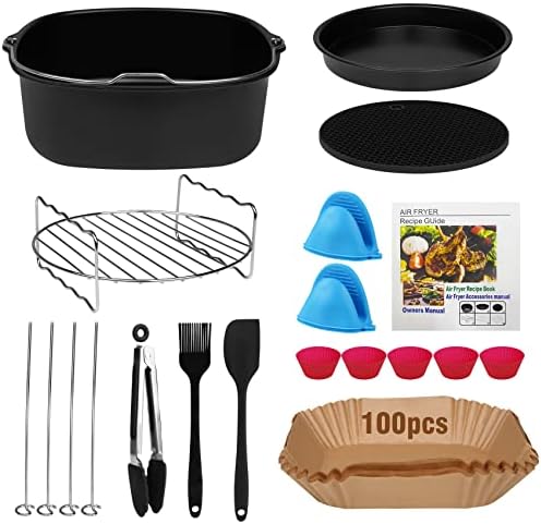 Friteuse à air chaud 5.5 l XXL,Accessoires 15 pièces,Kit d'accessoires Airfryer XL,Kit d'accessoires,Sans BPA,Anti-adhésif,Carré,Pour Air Fyer 5.5 l,Toutes les marques,Pan, Grille, Tapis en silicone Avis, Fiche Technique et Prix au Maroc