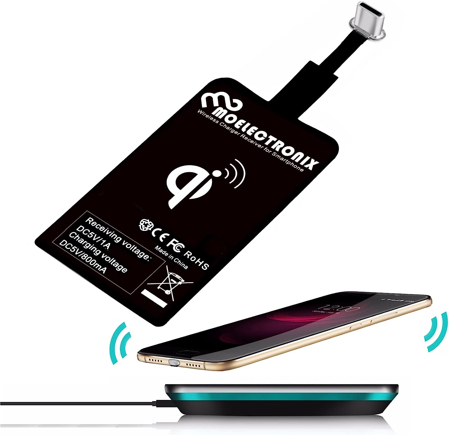 Adaptateur USB type C Qi compatible avec Samsung Galaxy A52s A52 A72 A42 A22 A32 A12 A51 A71 A70 A50 A40 A20E A20S A21S S20 FE S21 S21+ Ultra 5G - Récepteur sans fil Récepteur Fiche Technique et Prix au Maroc