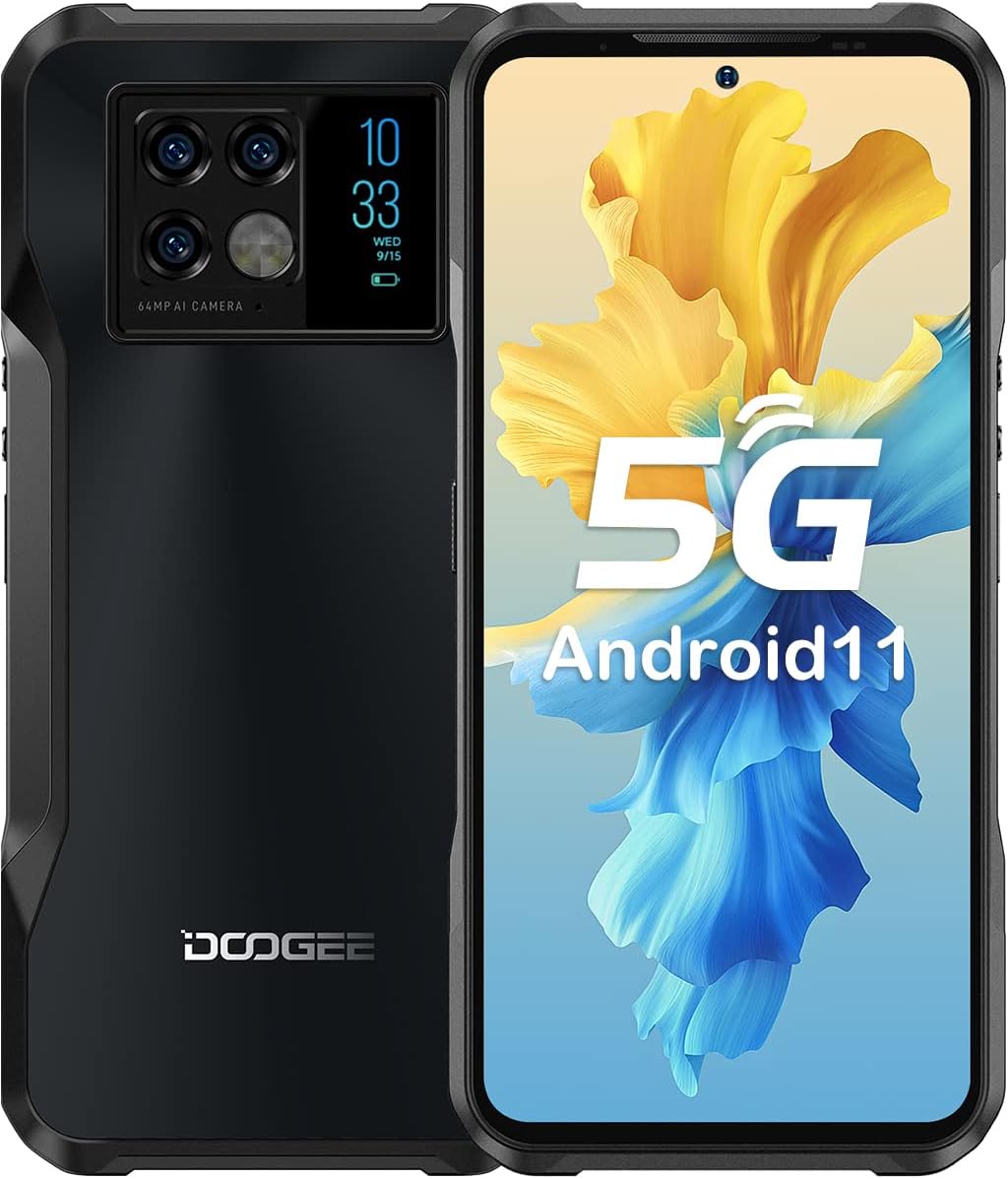 DOOGEE V20 (2022) 5G Telephone Portable Incassable, 6.43” AMOLED, Caméra 64MP et Caméra de Vision Nocturne IR 20MP, 8 Go+256 Go, Android 11, 6000 mAh, Affichage arrière, Antichoc/Étanche - Gris Fiche Technique et Prix au Maroc