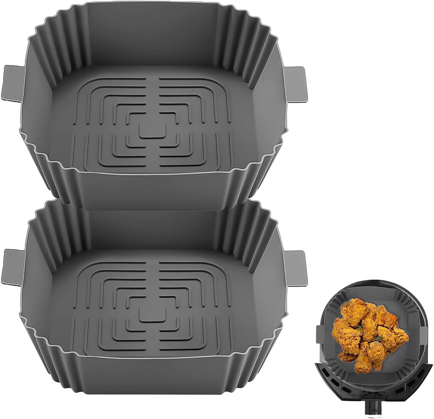 Air Fryer Pot en Silicone 20CM, 2 Pièces Pot en Silicone pour Friteuse à Air, Réutilisable Aux fours à Micro-Ondes, Moules à Gâteaux, Cuiseurs Vapeur (Gris) Avis, Fiche Technique et Prix au Maroc