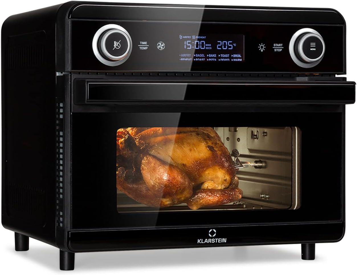 Klarstein AeroVital Jumbo Friteuse à air chaud - Friteuse à air chaud 18 L, Airfryer avec écran tactile, 10 programmes, 30 à 230 °C, acier inoxydable, accessoires 6 pièces inclus, noir Avis, Fiche Technique et Prix au Maroc