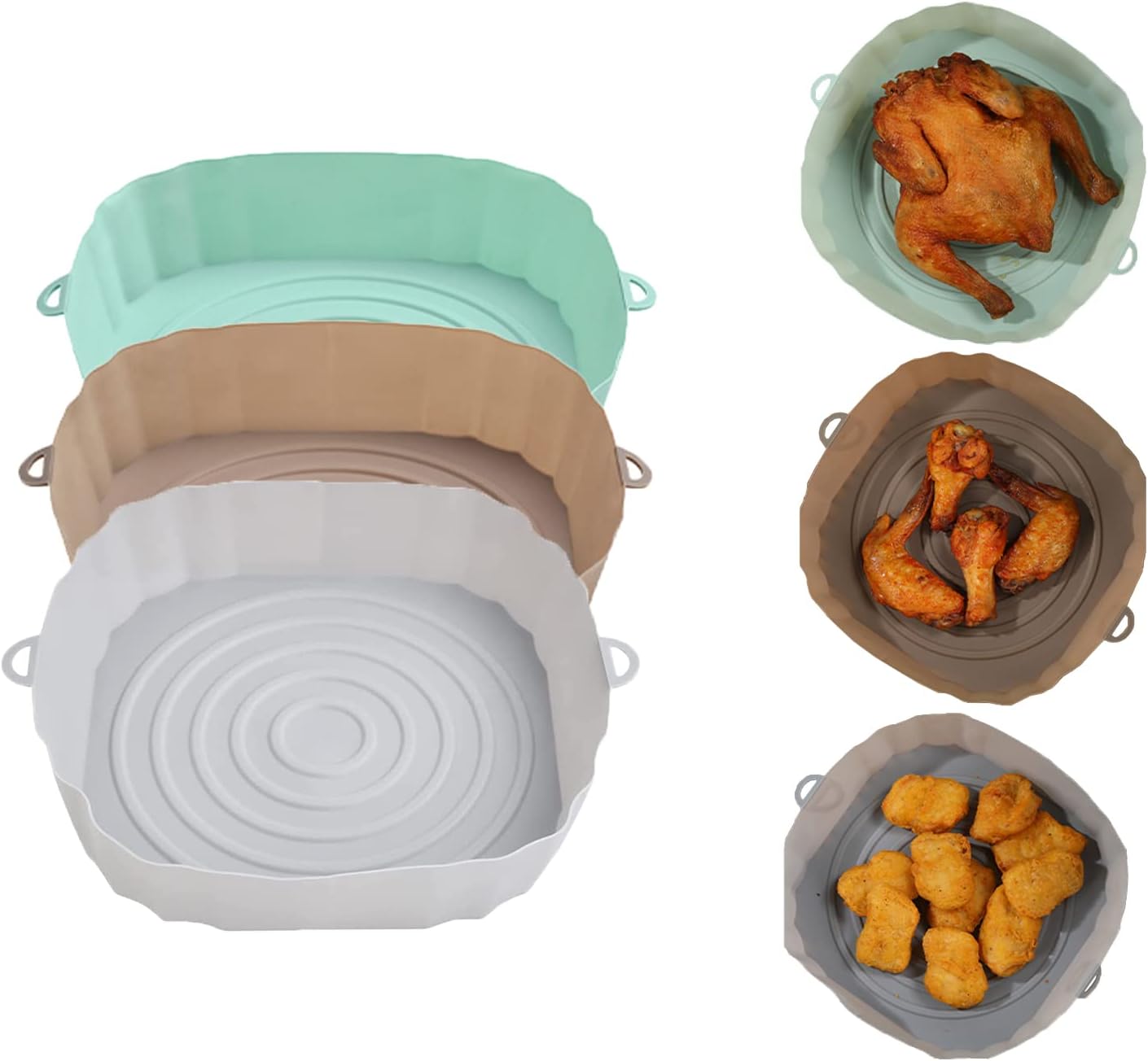 3 Pièces Accessoire Air Fryer (20cm), Pot en Silicone pour Friteuse à Air, Réutilisable Air Fryer Silicone Pot Panier, Compatible avec les fours, Friteuse à air, les fours à micro-ondes Avis, Fiche Technique et Prix au Maroc