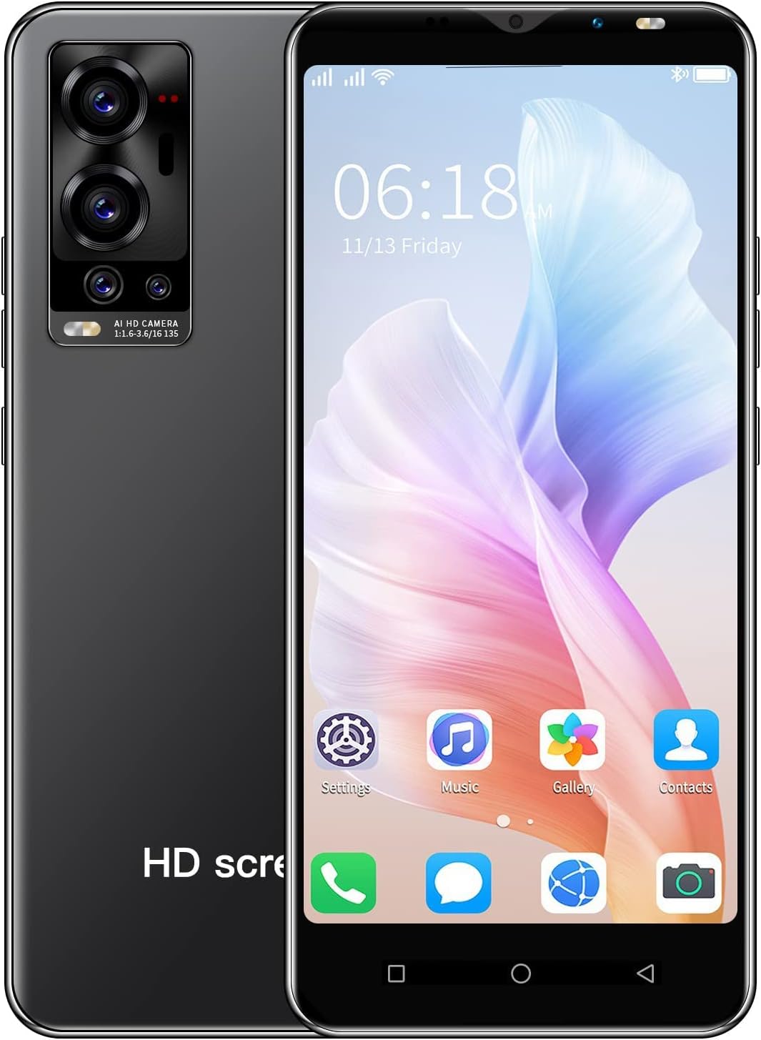 无 3G Telephone Portable débloqué, 4Go /128 Go ROM,1Go RAM, Android OS, 4.7 Pouces Smartphone Pas Cher, Double SIM+Double caméra, 2500mAh Téléphone Portable,WiFi/GPS/Bluetooth (A18-Black) Fiche Technique et Prix au Maroc