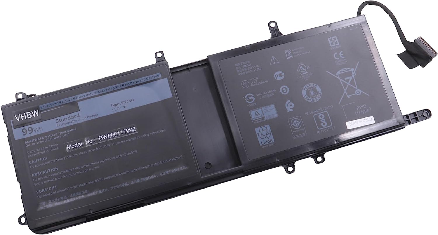 vhbw Batterie Compatible avec Dell Alienware 15, 15 2018, 15 R3, 15 R4, 17 ALW17C-D3736S Ordinateur Portable Notebook (8300mAh, 11,4V, Li-ION) Fiche Technique et Prix au Maroc