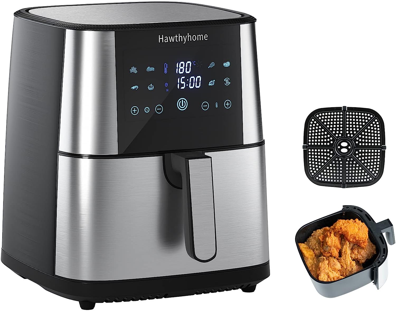 Hawthyhome Friteuse à air chaud 8 l XXL, friteuse sans huile, friteuse à air chaud Air Fryer avec écran tactile numérique LED 7 programmes, préchauffage et maintien au chaud, 1800 W Avis, Fiche Technique et Prix au Maroc