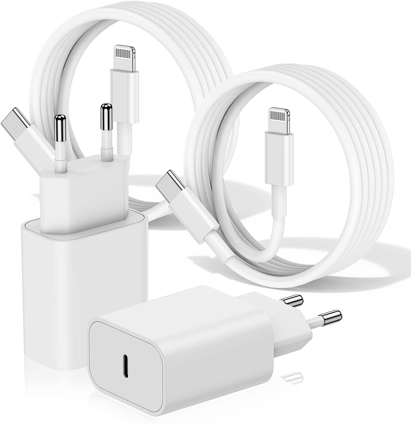 Chargeur iPhone Rapide Apple Original,【MFi Certified】Lot de 2 Câble iPhone 2m avec USB C Prise, 20W Type C Secteur Mural Alimentation Adaptateur pour iPhone 14 Pro Max/13 Mini/12/11/SE/X/8Plus,AirPods Fiche Technique et Prix au Maroc