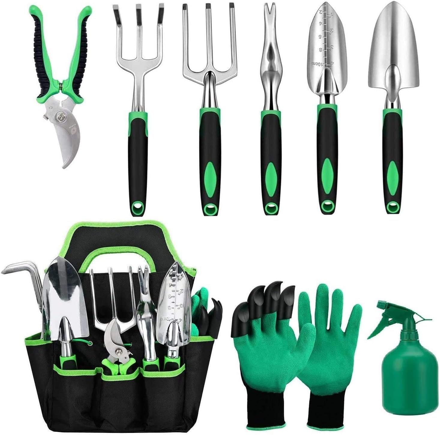 MONODEAL Ensemble d'outils de jardin avec sac, gants pour la gulithie du jardin, jacudeuse, pelle de jardin, cadeau de jardin pour homme femme Avis, Fiche Technique et Prix au Maroc