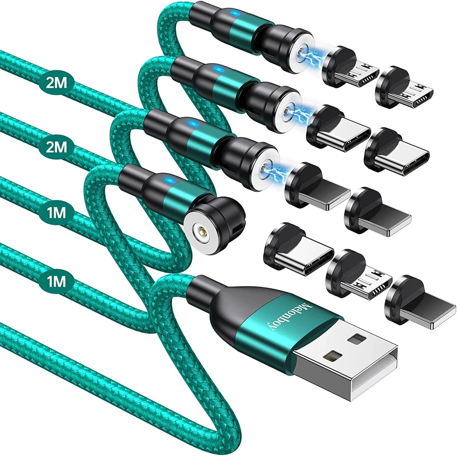 3 en 1 Câble Magnétique [Lot de 4, 1M/1M/2M/2M] Chargeur Aimanté Chargeur Magnétique Nylon Tressé Statik 360 Câble USB Type C Compatible avec Samsung Galaxy S10 Huawei P20 Xia0mi I-P (Vert) Fiche Technique et Prix au Maroc