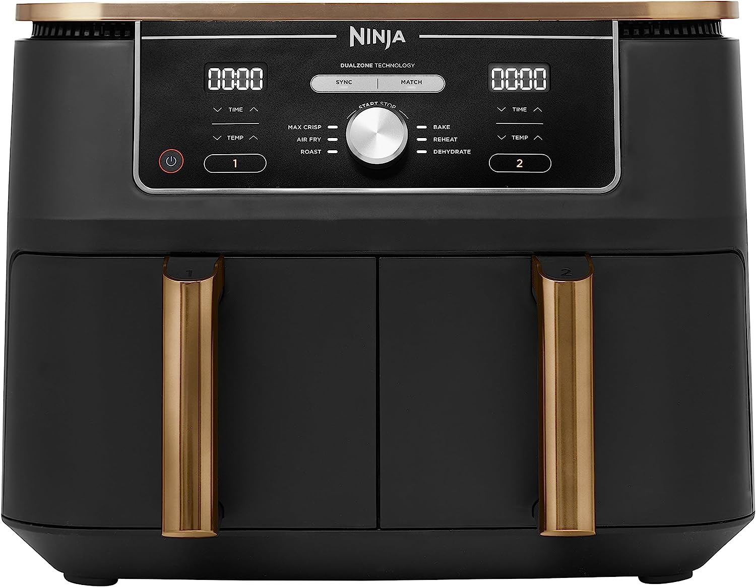Friteuse sans huile DualZone Ninja Foodi MAX [AF400EUCP], exclusivité Amazon, 9,5 L, 2 tiroirs de cuisson indépendants, 6 modes de cuisson, cuivre/noir Avis, Fiche Technique et Prix au Maroc