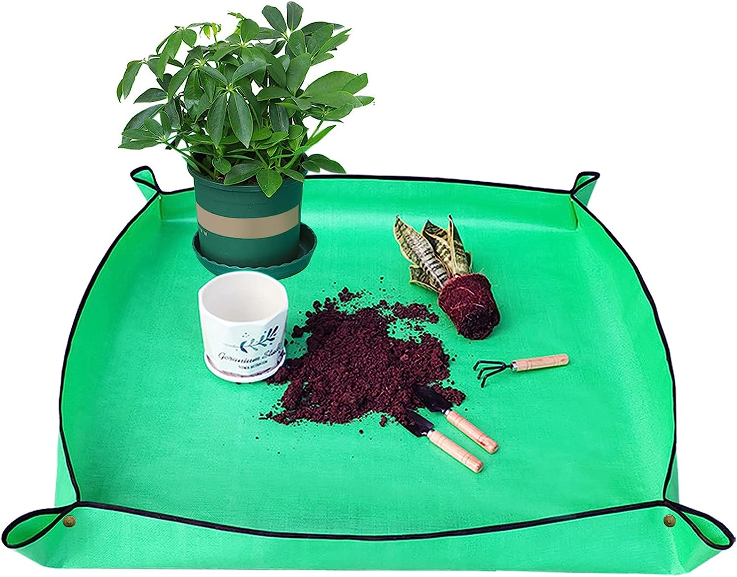 MINSHUXI Tapis de Rempotage Tapis de Jardinage Imperméable à l'eau Tapis de Plantation Tapis de Plantes de Jardinage Pliable Succulentes en Pot pour l'intérieur et l'extérieur (Vert 100cm x 100cm) Avis, Fiche Technique et Prix au Maroc