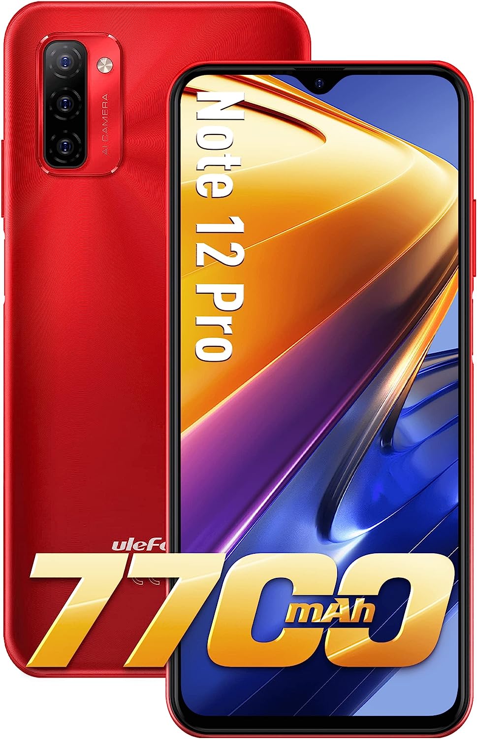 Telephone Portable Pas Cher 7700mAh, Smartphone 64Go + 4Go Ulefone Note 12 Pro Telephone Android 11 Smartphone Pas Cher Debloque 6,82Pouces, 13MP Caméra, Dual SIM Nano + TF OTG Type-C Mobile Phone GSM Fiche Technique et Prix au Maroc