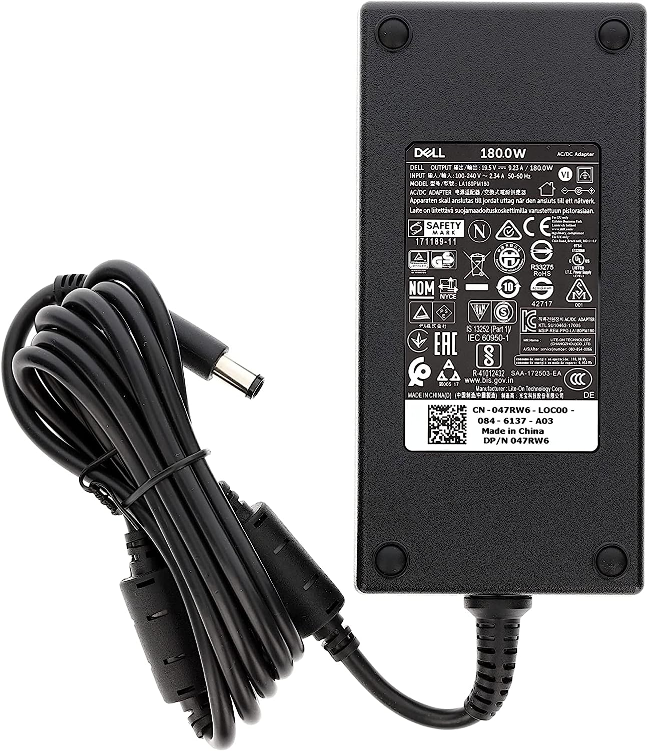 Dell Chargeur Adapter Alimentation 180W 7.4mm 9.23A pour DELL Alienware Precision Inpiron Vostro 47RW6 74X5J WW4XY DW5G3 JVF3V MHP9C 3XYY8 LA180PM111 DA180PM111 sans Cordon d'alimentation de PART4YOU Fiche Technique et Prix au Maroc